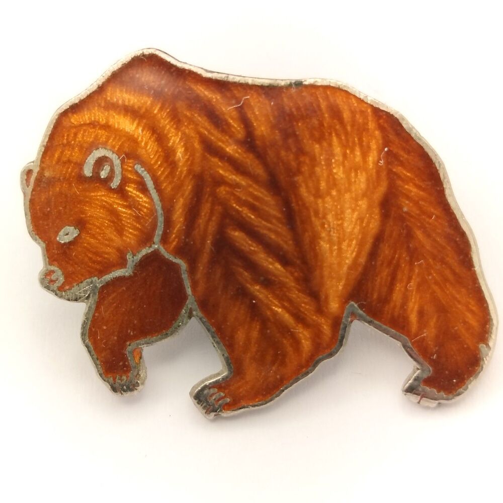 Vintage MAFCO Brown Bear Enamel Lapel Pin Brooch Collectible Animal Wildlife